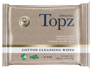 Topz Beauty rengöringsservetter för ansikte, 15-pack