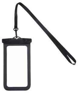 Vedeltä suojattu kännykkäkotelo, jossa kaulanauha