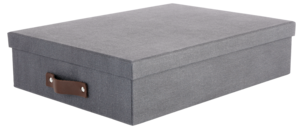 Förvaringsbox med läderhandtag 2-pack, mörkgrå