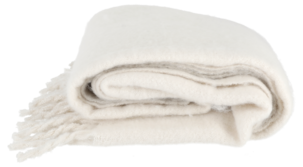 Stickad filt med fransar 127x152 cm, vit