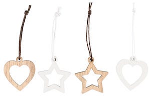 Juletrepynt i tre, 24-pakning