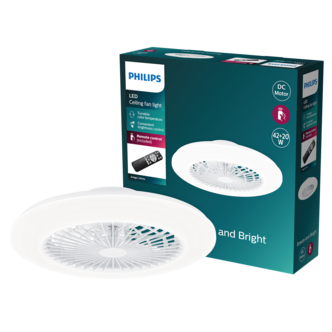 Philips Amigo takfläkt med LED-belysning, vit, dimbar