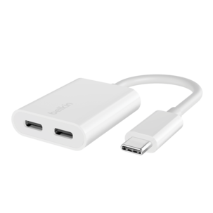 Belkin Rockstar USB-C till 2 x USB-C adapter, vit