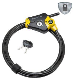 Masterlock Vaijerilukko ja avain 8433EURD, 180 cm