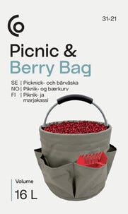 Bær- og soppkurv, sammenleggbar piknikkurv, 16 l
