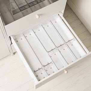 Laatikon jakaja, läpinäkyvä, korkeus 7,3 cm