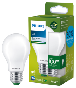 Kallvit LED-lampa E27 A60 7,3 W, Philips Ultra Efficient