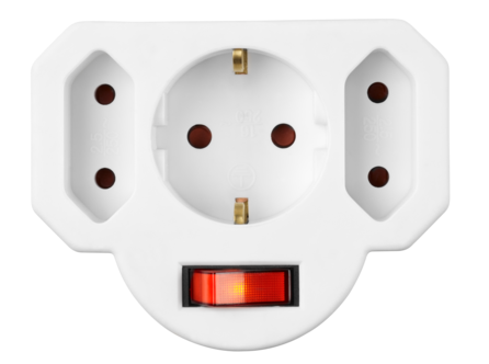 3-veis forgreningskontakt med strømbryter