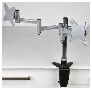 TV/monitorfäste för bordsmontering av 2 skärmar, Exibel