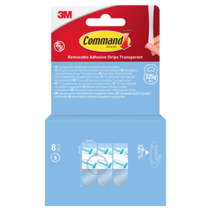 Command självhäftande strips S, transparent, 225 gram, 8-p
