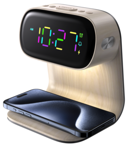 Herätyskello digitaalinäyttö, valo ja langaton Qi