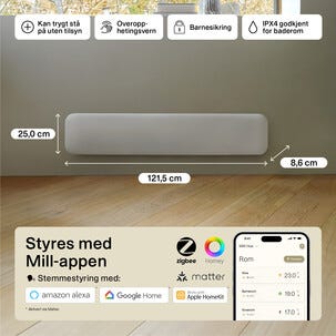 Mill Invisible Smart WiFi Sähköpatteri Gen. 4, valkoinen, 1050 W