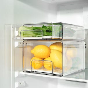 Stapelbar kylskåpsförvaring med låda, transparent