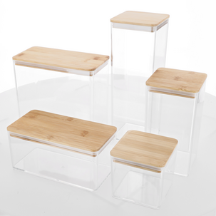 Förvaringsburkar plast stapelbara, 5-pack