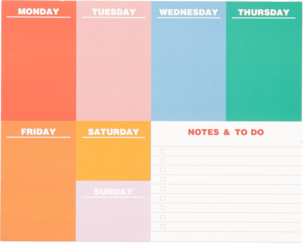 Ukeplanlegger blokk 80 ark, 25,4 x 20,3 cm