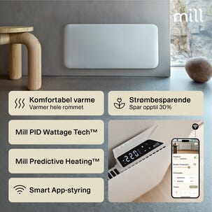 Mill Invisible Smart WiFi element Gen. 4, vit, 1000 W