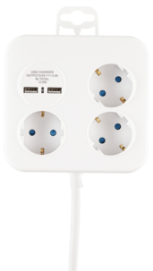 Grenuttag med USB-laddare 3-vägs