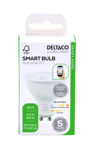 Deltaco Smart LED-pære GU10 5 W dimbar, SH-CHLGU10