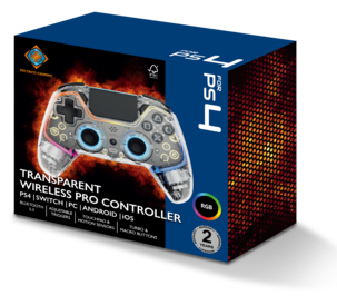 Deltaco kontroll för PS4 och PC, transparent RGB