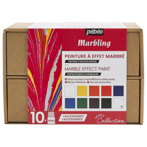 Pebeo marmoreringsmaling for papir, tekstil og tre, 10 farger