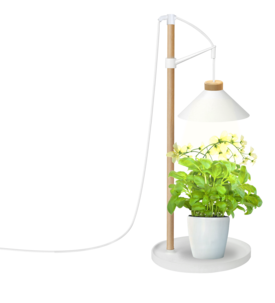 Växtlampa med lampskärm för kruka, justerbar, trä