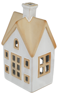 Ljuslykta hus i keramik för värmeljus, vit