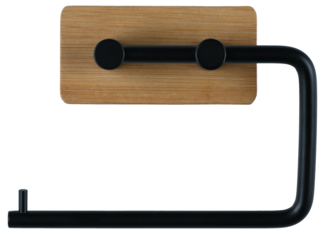 Självhäftande toalettpappershållare, bambu och svart metall