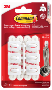 Command självhäftande minikrokar vita, 6-pack