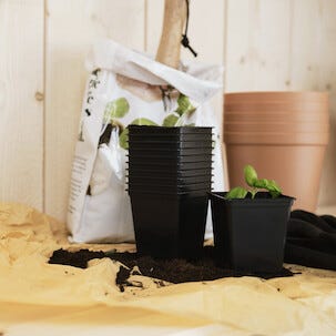 Nelson Garden små firkantede plastpotter, 25-pakning