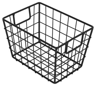 Trådkurv i metall, oppbevaringskurv svart