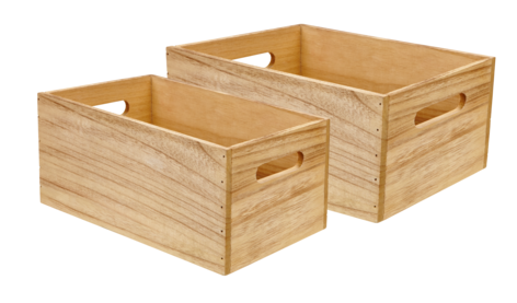 Trälådor  med handtag, 2-pack
