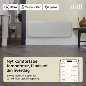 Mill Invisible Smart WiFi Sähköpatteri Gen 4, valkoinen, 1300 W