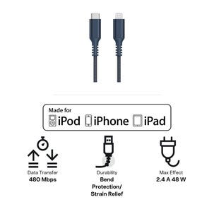 Tygklädd USB-C till Lightning laddkabel för iPhone 1,5m Clas Ohlson