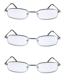 Läsglasögon metall, 3-pack
