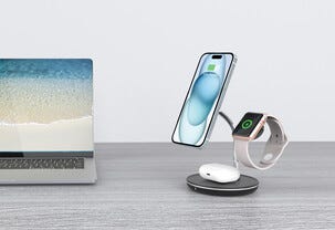 Trådlös Qi2 laddare 3-i-1 för iPhone, magnetisk, 15 W