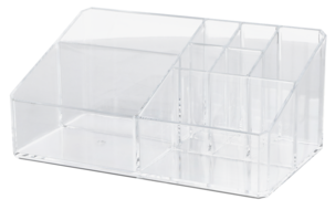 Meikkiteline 8 lokeroa, kirkasta muovia