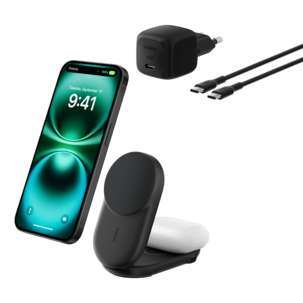 Belkin UltraCharge 2 in 1 Qi2-laddare, 25 W