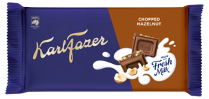 Karl Fazer Maitosuklaalevy, hienonnettuja hasselpähkinöitä, 145 g