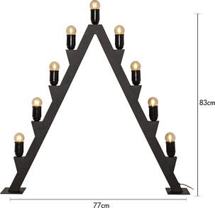 Adventsljusstake utomhus Max 9-armad LED svart metall, 83 cm