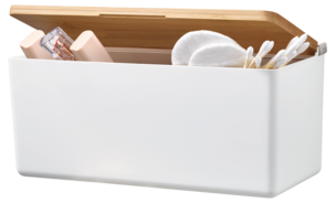 Tesa Baboo självhäftande hylla med lock i bambu, vit