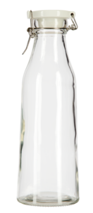 Lasipullo, jossa korkki