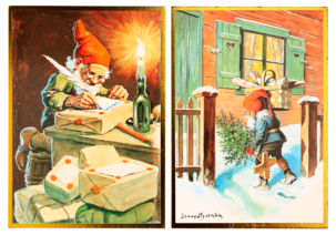 Julekort enkle, 10-pakning, 4 motiver