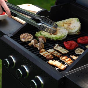 Gasolgrill med 3 brännare, sidobord och grillvagn