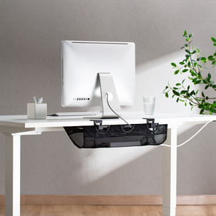 Kabelhållare skrivbord, kabelgömma med klämfäste, svart