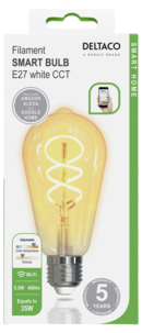 Deltaco Smart Home WiFi dimbar LED-filament E27 5,5  W