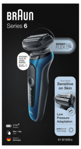 Braun Series 6 61-B1000s blå, rakapparat Wet & Dry