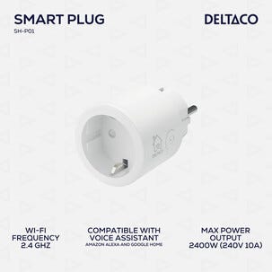 Deltaco SH-P01 smart plug wifi 10A innendørs, hvit