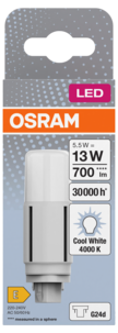 Kompaktlysrör LED G24d 5,5 W kallvit, Osram
