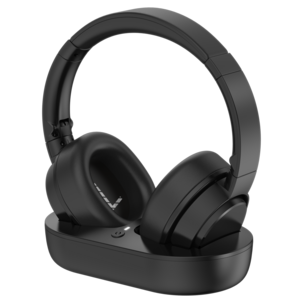 Hörlurar till tv, trådlösa och med sladd, svart
