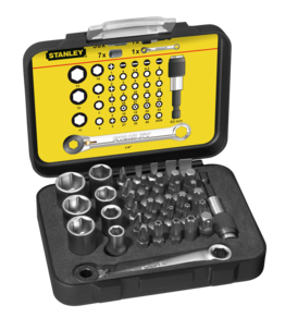 Bits-/hylsnyckelsats Stanley Expert 